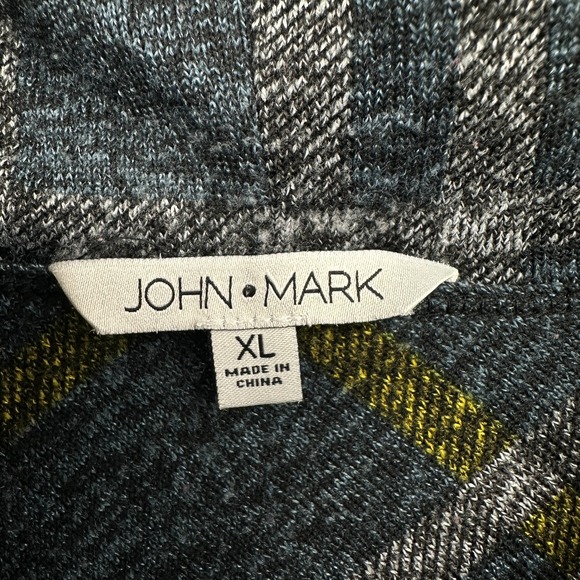 John Mark Sweater Top Shirt Size XL Stretch Knit Cowl Neck 3/4 Sleeve Plaid Boho - Picture 9 of 12